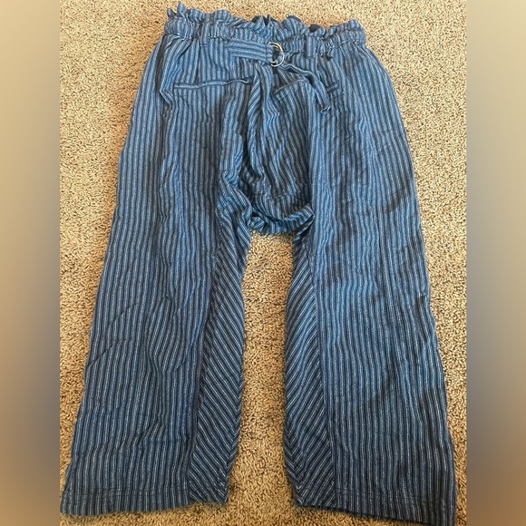 Free People Women’s Runyon Oversized Blue Striped Harem Wide Leg Pants Size XS - Picture 9 of 10